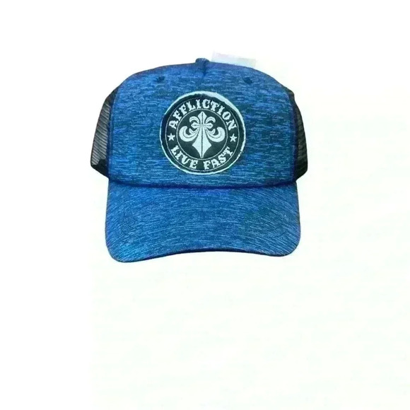 Affliction Trucker Hat Snapback Cap Blue Black NWT with logo - Picture 6 of 6